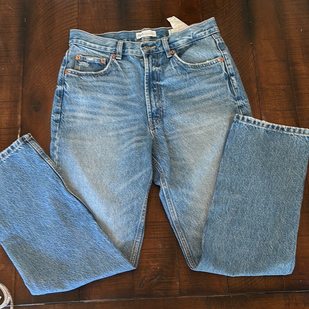 Zara high rise classic straight leg jeans